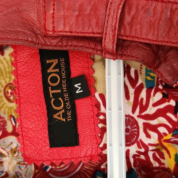 Acton Olde Hyde House Red Leather Jacket. Women's. Size M. - Picture 3 of 5